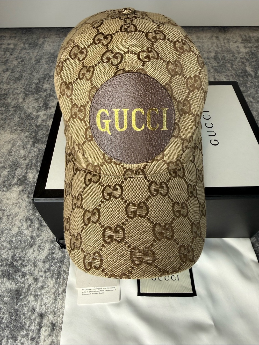 Gucci Brown and Beige GG Canvas Logo Baseball Cap